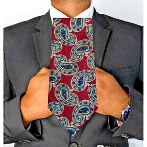 Oscar De La Renta Men's Necktie Maroon Paisley Design Classic POWER Tie